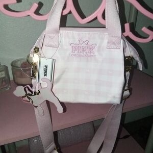 LoveShackFancy Light Pink Checkered Mini Bag